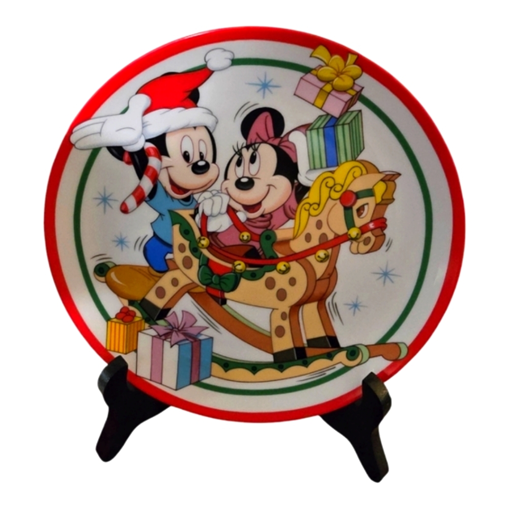 1991 Disney Character Mickey and Minnie Rockin Christmas" Annual Collector Plate